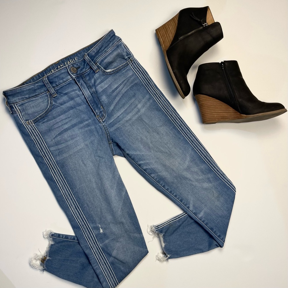 Sold | American Eagle Jeans 10 High Rise Jegging Crop Stretch Light Wash